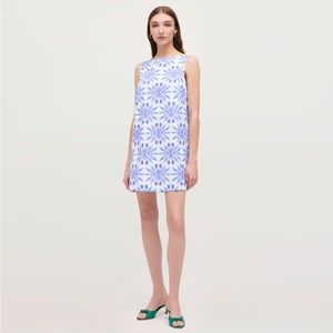 Hill House Charlie Shift Dress Blue Shell Mosaic Cotton